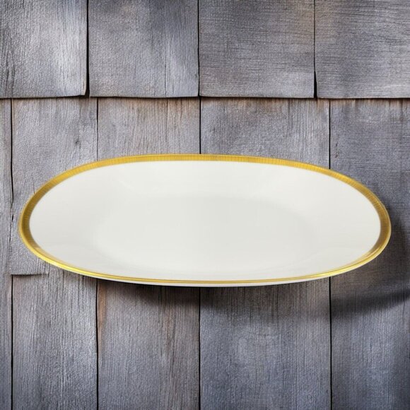 Rosenthal Germany 3680 White Gold BandBlack Lines Oval Serving Tray Platter 9in - Picture 1 of 16